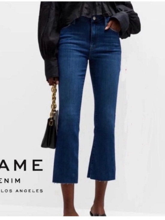 Frame Denim Denim - FRAME DENIM Le High Flare Raw Hem Crop in Neosho size 29